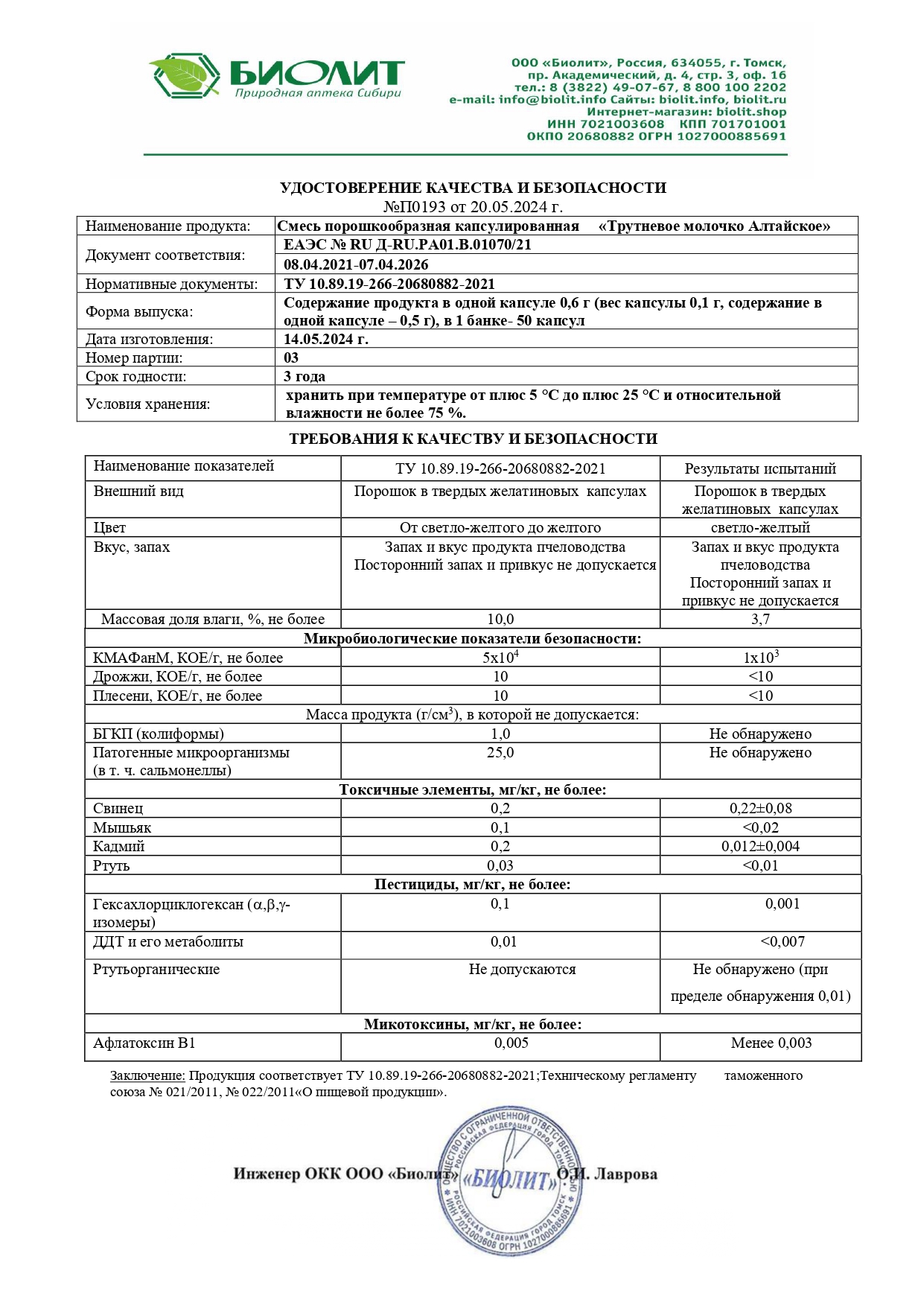 Паспорт №052024